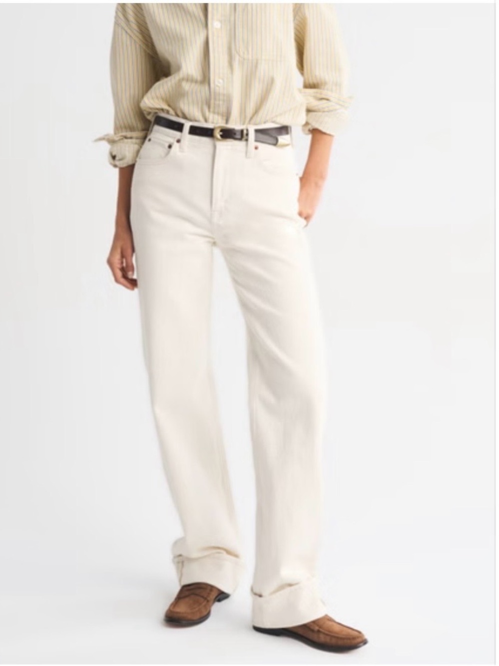Abercrombie & Fitch Cream 90’s Relaxed Curve loose High Rise Jeans